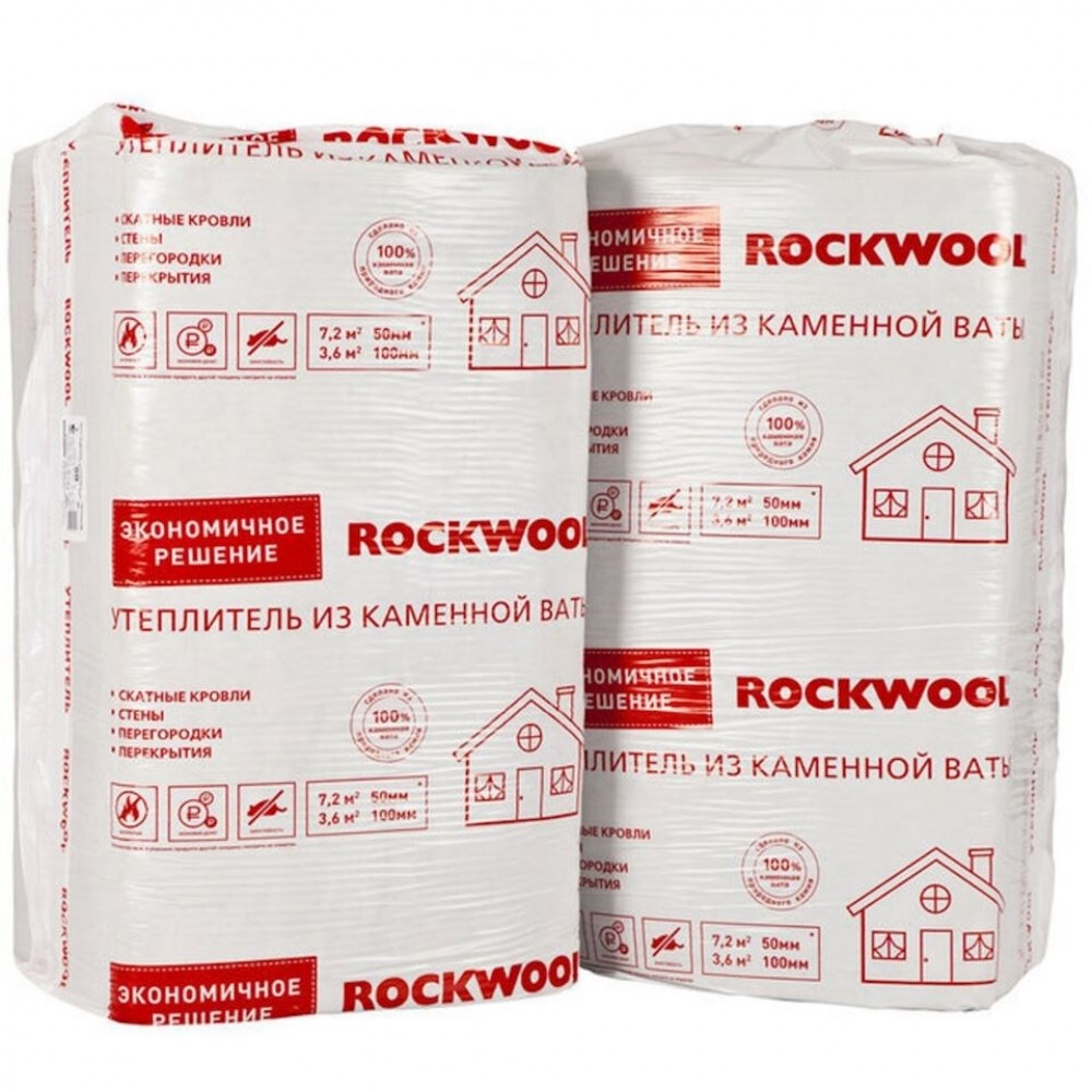 Rockwool Эконом - 27  50x600x1000-12шт/уп (1уп=0,36м3=7,2м2)