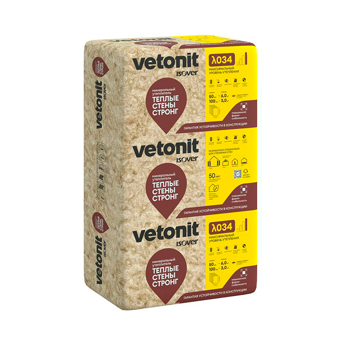 Утеплитель Vetonit (Изовер) Теплые Стены Стронг 50х610х1000 мм (1уп=0,305м3=6,1м2)