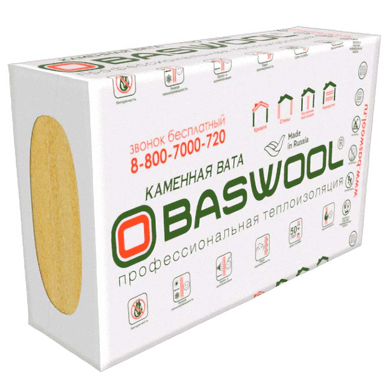 BASWOOL Вент Фасад - 80  50x600x1200-6шт/уп (1уп=0,216м3=4,32м2)