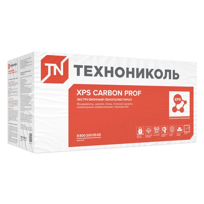 ТН XPS Carbon Prof 40х580х1180мм - 10шт/уп (1уп=0,274м3=6,844м2) L- кромка